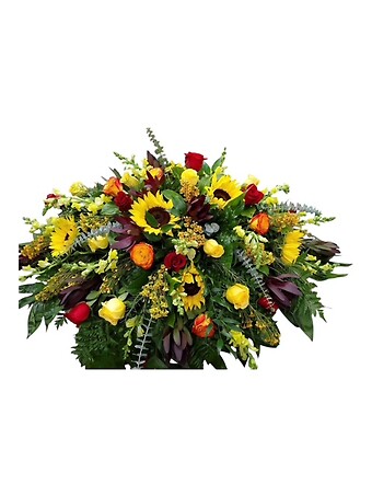Sunflower and Rose Casket Spray