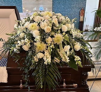 White Casket Spray